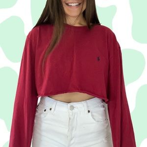Ralph Lauren Cropped Long Sleeve Red Top